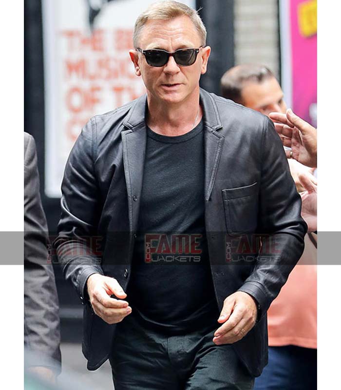 Daniel Craig Vintage Leather Double Breasted Blazer