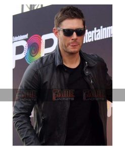 Dean Winchester Jensen Ackles Stylish Black Leather Racer Jacket