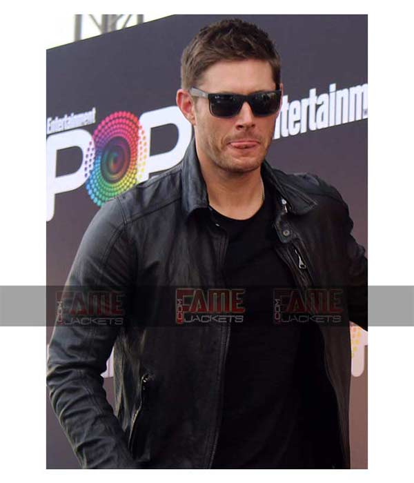 Dean Winchester Jensen Ackles Stylish Black Leather Racer Jacket