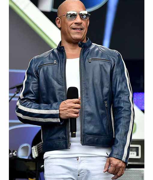 Vin Diesel The Road to F9 Concert Blue Leather Jacket