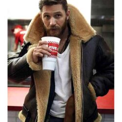 Dunkirk Movie Tom Hardy Farrier Fur Lining Brown Leather Jacket