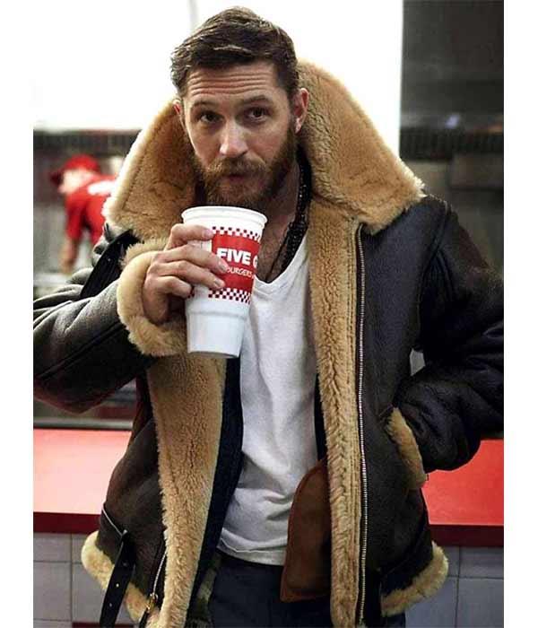 Dunkirk Movie Tom Hardy Farrier Fur Lining Brown Leather Jacket