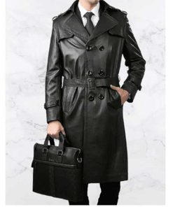 Alternative view of Elon Musk Trench Coat In Real Black Leather