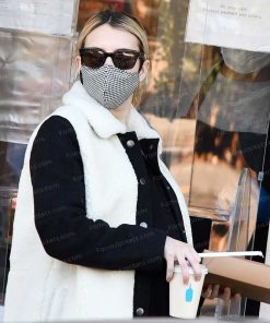 Alternative view of Emma Roberts Black And White Suede Winter Coat