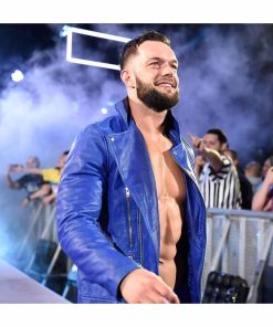Alternative view of Finn Balor Blue Moto Leather Jacket For Men