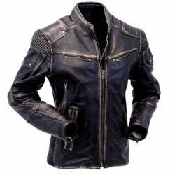 Men's Cafe Racer Vintage Style Motorcycle Distressed Real Leather Jacket