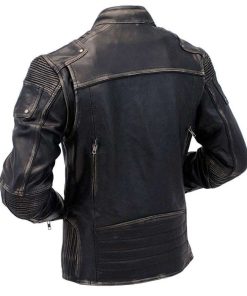 Alternative view of Men's Cafe Racer Vintage Style Motorcycle Distressed Real Leather Jacket