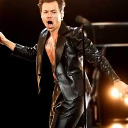 Harry Styles Black Leather Blazer Jacket