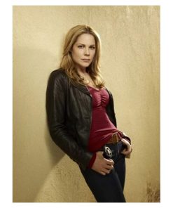 In Plain Sight Mary McCormack Brown Leather Jacket