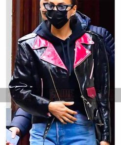 Irina Shayk Women Moto Leather Jacket
