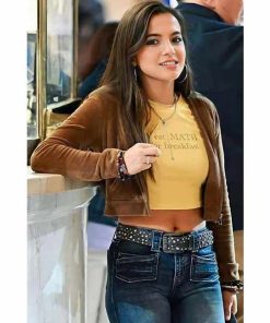 Alternative view of Isabela Merced Madame Web 2024 Brown Cropped Jacket