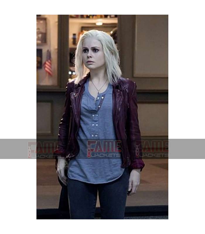 Izombie Rose McIver Real Leather Slim Fit Biker Jacket For Women