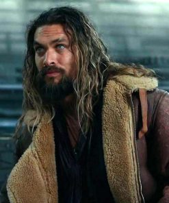 Alternative view of Aquaman Jacket | Jason Momoa Justice League Leather Fur Coat