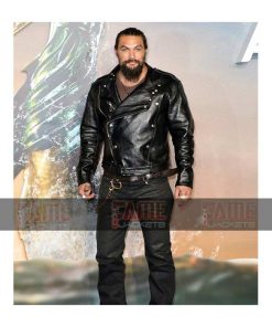 Jason Momoa Mens Black Biker Real Leather Jacket