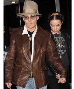 Johnny Depp Classic Brown Distressed Leather Jacket