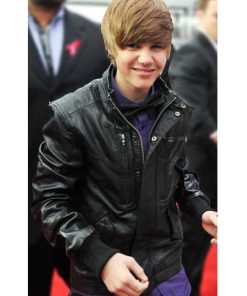 Justin Bieber Genuine Black Leather Motor Jacket