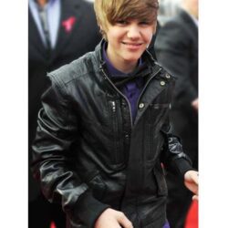 Justin Bieber Genuine Black Leather Motor Jacket
