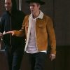 Justin Bieber Saint Laurent Shearling Brown Leather Jacket