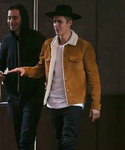 Justin Bieber Saint Laurent Shearling Brown Leather Jacket