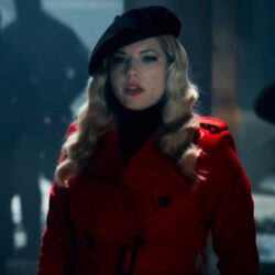 Katheryn Winnick Vivian Red Women Wool Coat