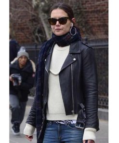 Katie Holmes Miss Meadow Biker Real Leather Jacket