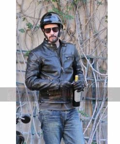 Alternative view of Keanu Reeves Black Leather Cafe Racer Jacket