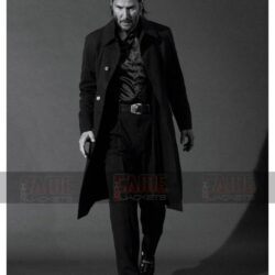 Keanu Reeves Men Black Cotton Coat