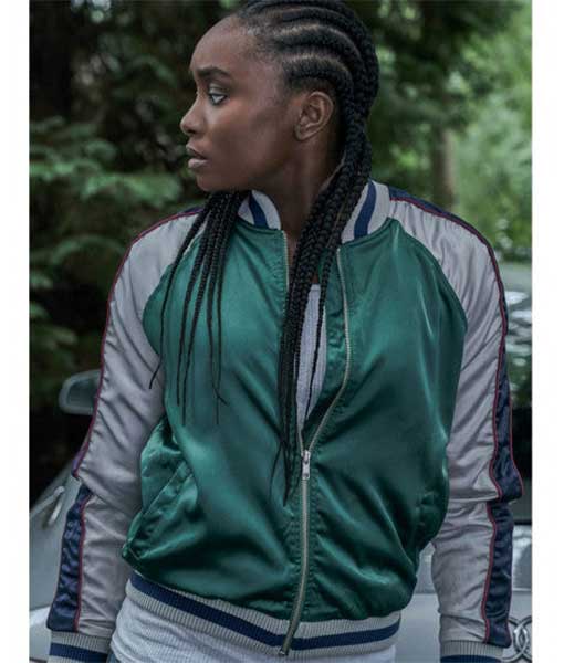 The Old Guard Kiki Layne Satin Varsity Jacket