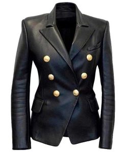 Alternative view of Kim Kardashian Double Breasted Real Leather Blazer