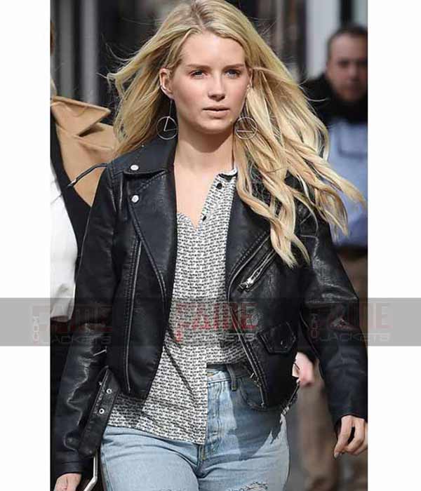 Lottie Moss Black Motorcycle Leather Women Jacket