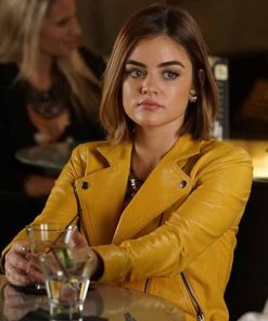 Alternative view of Lucy Hale Pretty Little Liars Yellow Leather Jacket