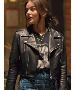 Puppy Love 2023 Lucy Hale Biker Black Leather Jacket