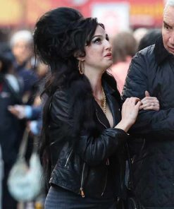 Alternative view of Back To Black 2024 Marisa Abela Black Biker Leather Jacket