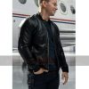 Mark Wahlberg Black Leather Bomber Jacket