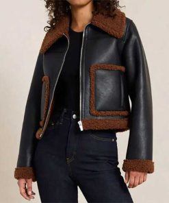Alternative view of The Equalizer 2023 Liza Lapira Shearling Black Leather Jacket