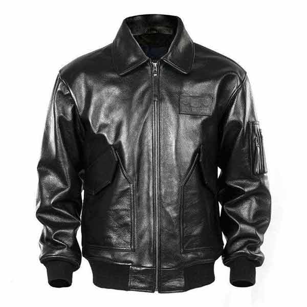 US Air Force Pilot Military Russian Aviator Black Leather Jacket