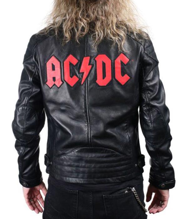 Men ACDC Biker Leather Jacket in Cow Leather