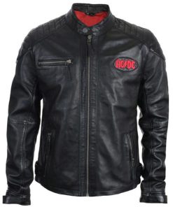 Alternative view of Men ACDC Biker Leather Jacket in Cow Leather