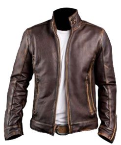X-Men Vintage Cafe Racer Biker Real Brown Distress Leather Jacket