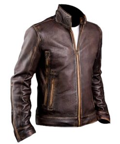 Alternative view of X-Men Vintage Cafe Racer Biker Real Brown Distress Leather Jacket