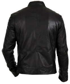 Alternative view of Men's Biker Hunt Real Black Leather Motorcycle Jacket