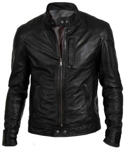 Men's Biker Hunt Real Black Leather Motorcycle Jacket