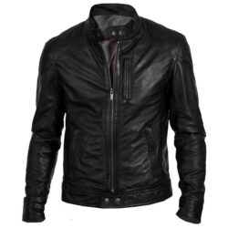 Men's Biker Hunt Real Black Leather Motorcycle Jacket