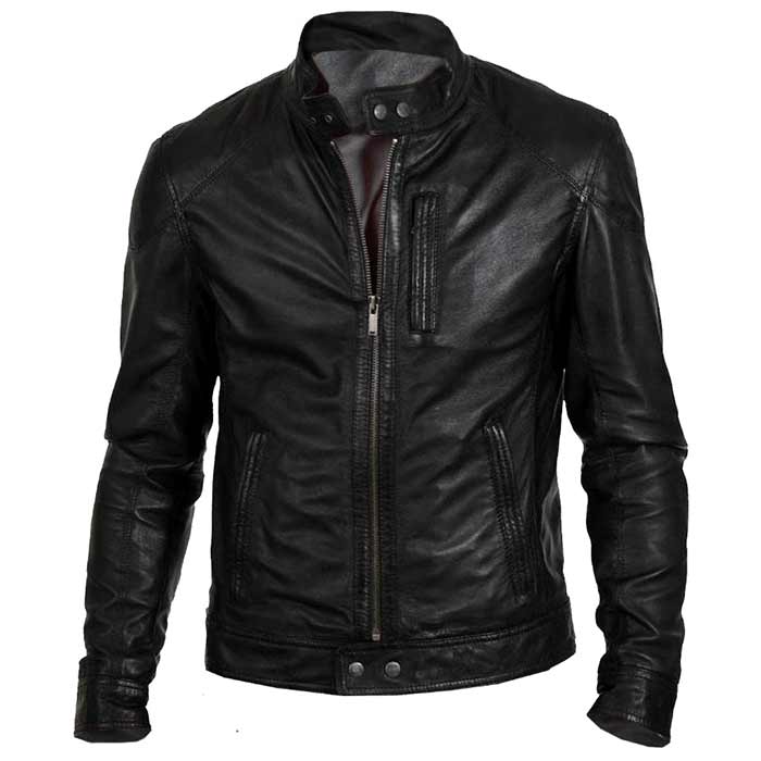 Men's Biker Hunt Real Black Leather Motorcycle Jacket