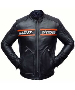 Mens Harley Motorcycle Cafe Racer Leather Jacket