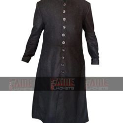 Mens Black Full Length Wool Warm Coat For Winters