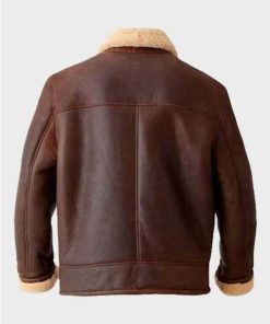 Alternative view of Brown Aviator Shearling Bomber Leather Jacket for Men