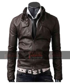 Alternative view of Men's Office Style Brown Leather Jacket