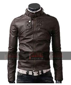 Men's Office Style Brown Leather Jacket