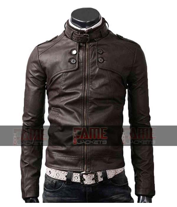 Men's Office Style Brown Leather Jacket
